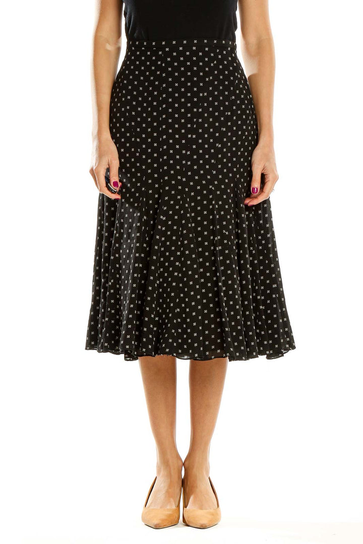 Black Printed Flared Skirt