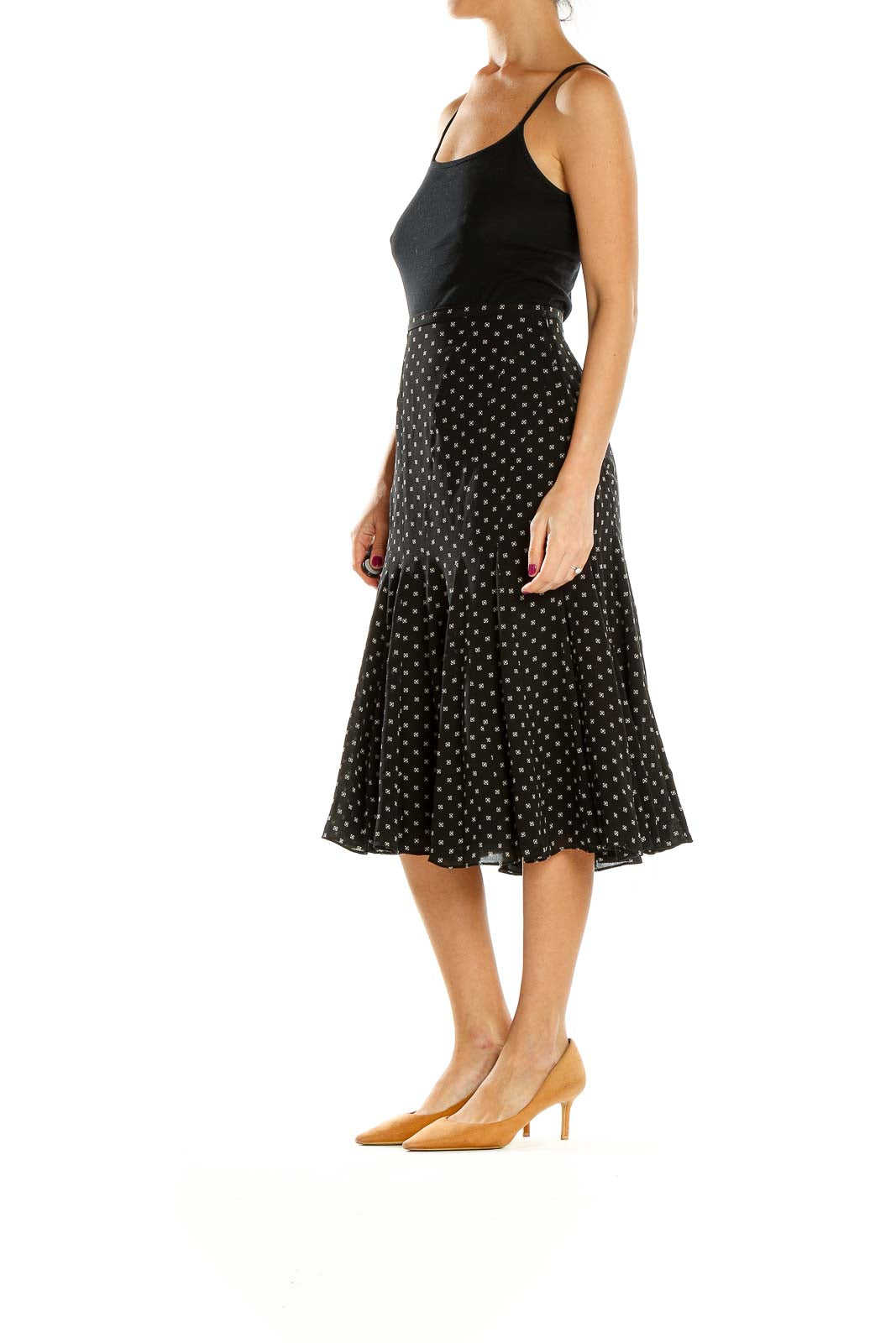 Black Printed Flared Skirt