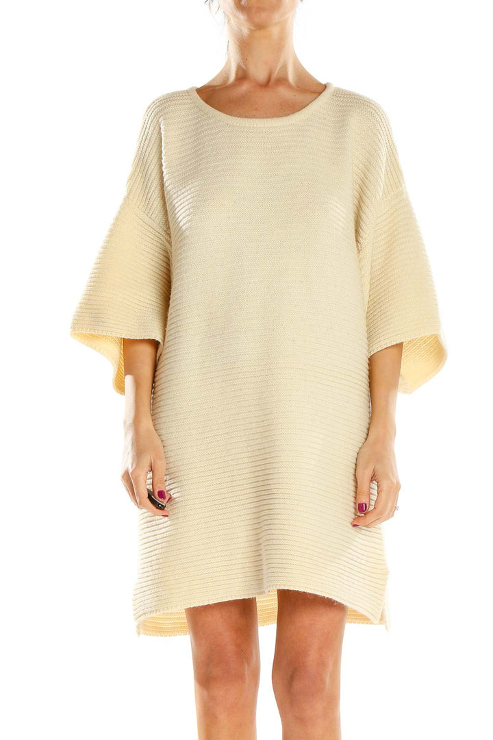 Beige Knit Sweater Dress