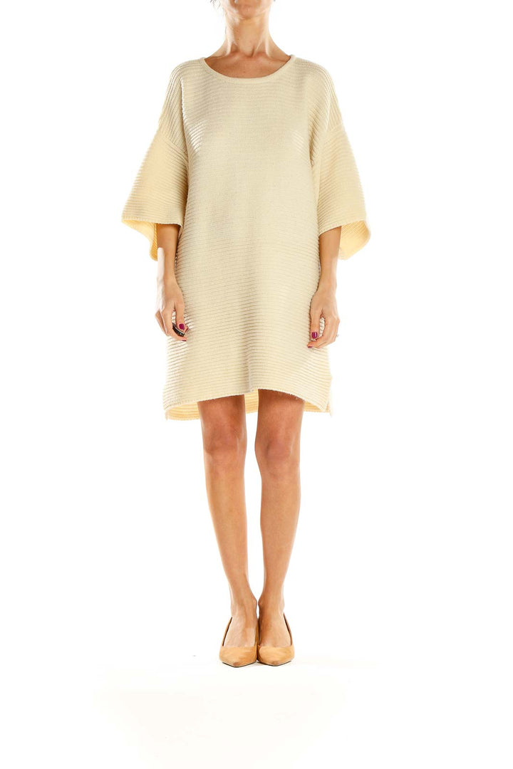 Beige Knit Sweater Dress