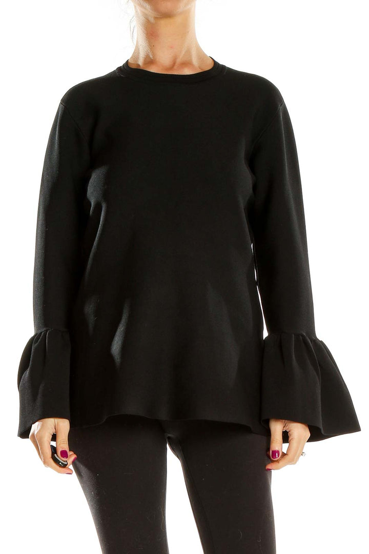 Black Structured Puff Sleeve Chic Top