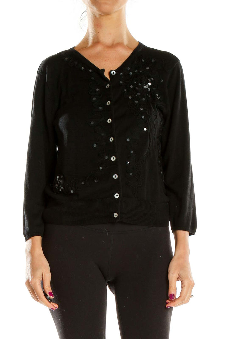 Black Sequin Cardigan