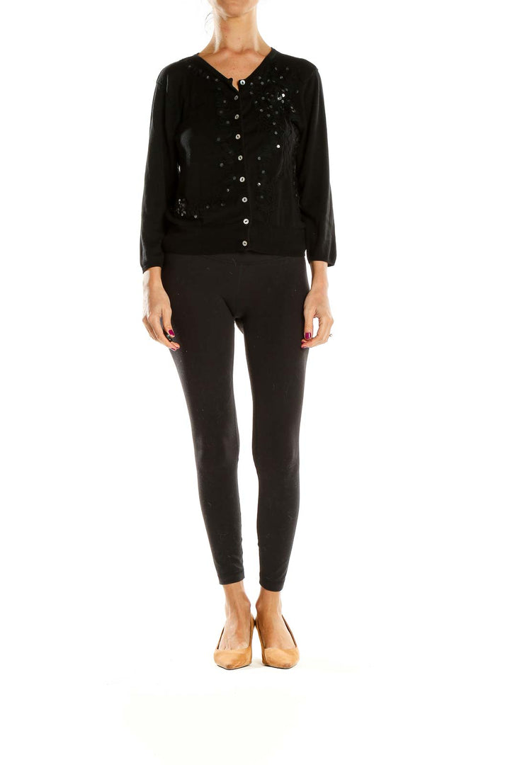 Black Sequin Cardigan