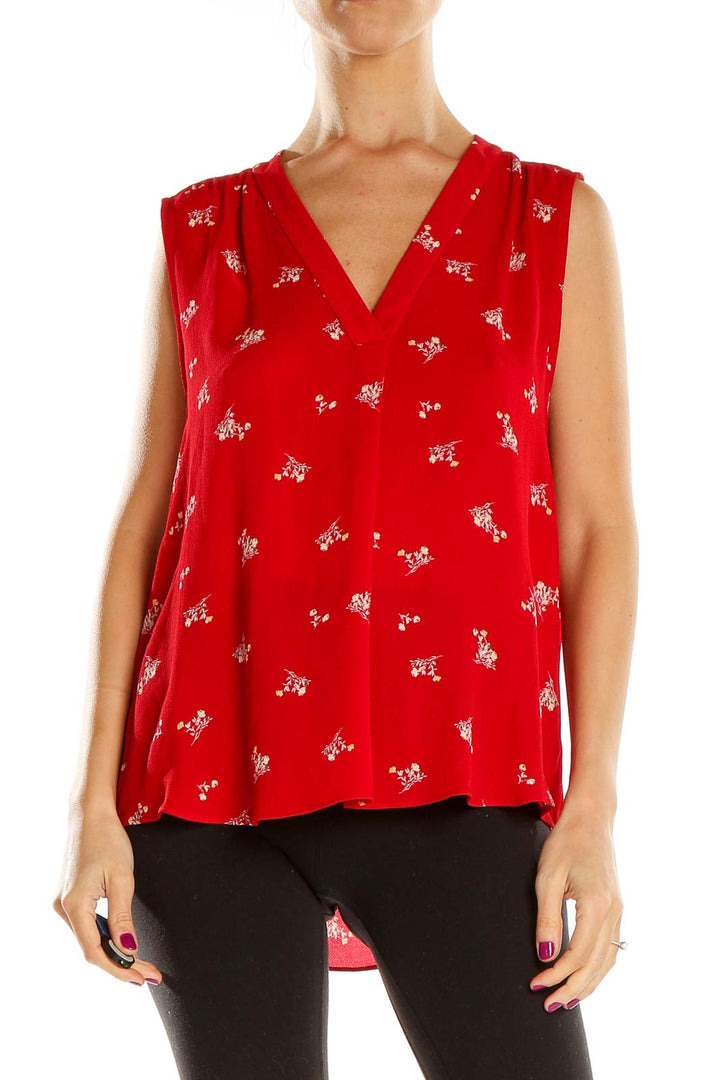 Red Floral Print Blouse