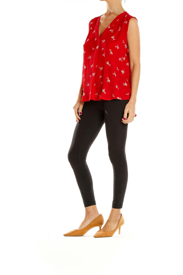 Red Floral Print Blouse