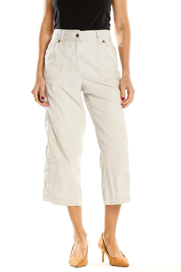 Gray Cropped Casual Cargos Pants