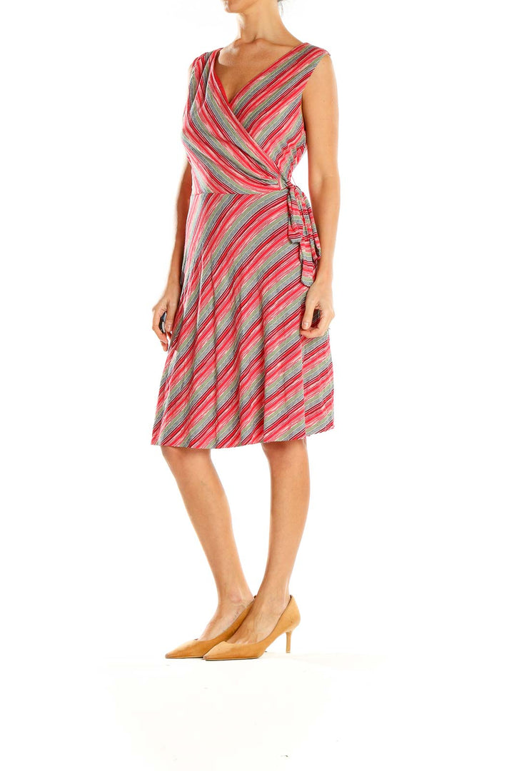 Multicolor Striped Wrap Dress