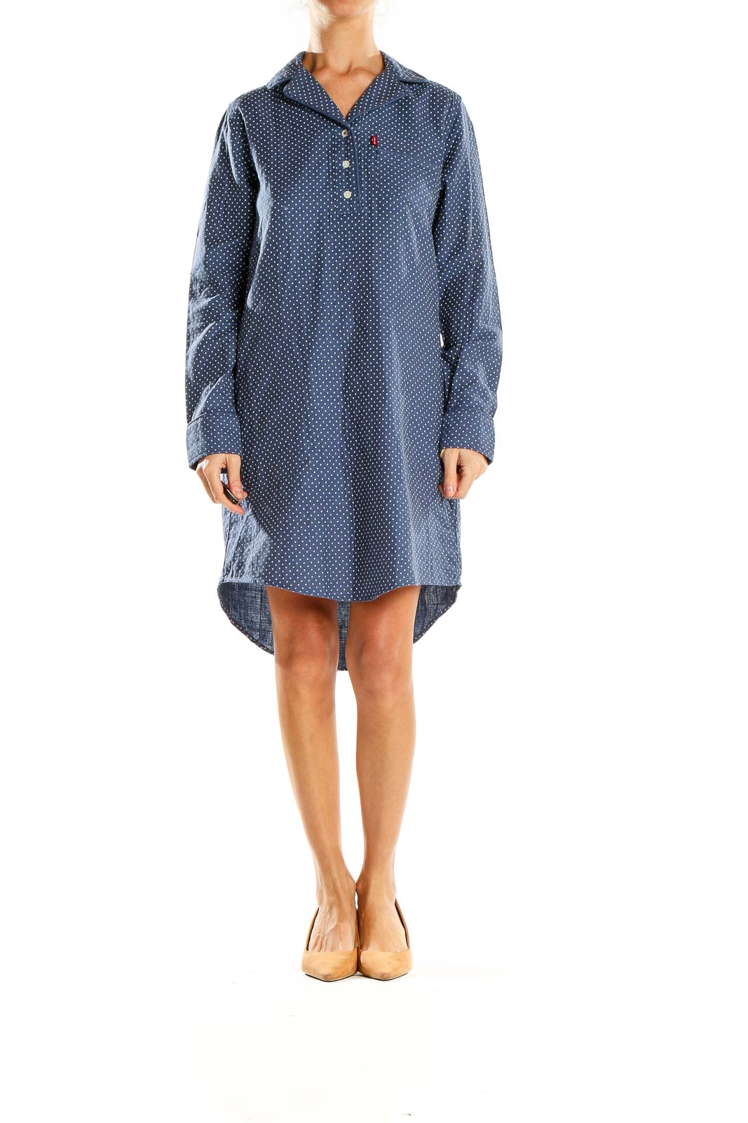 Blue Polka Dot Shirt Dress