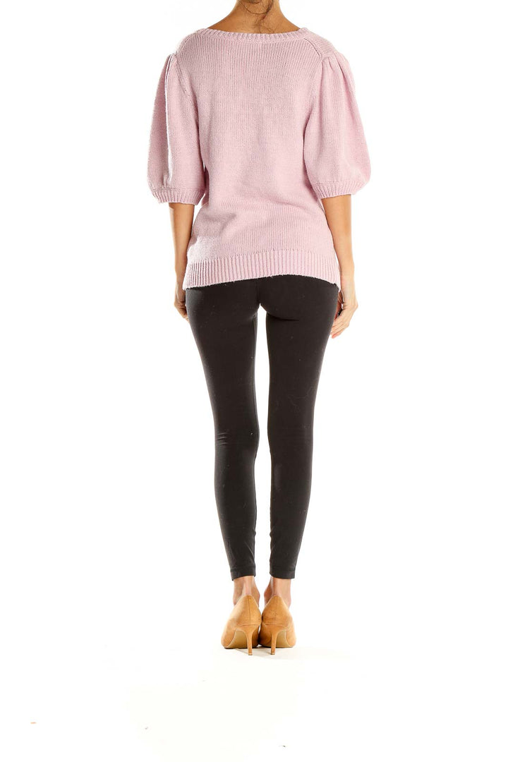 Pink Puff Sleeve Sweater