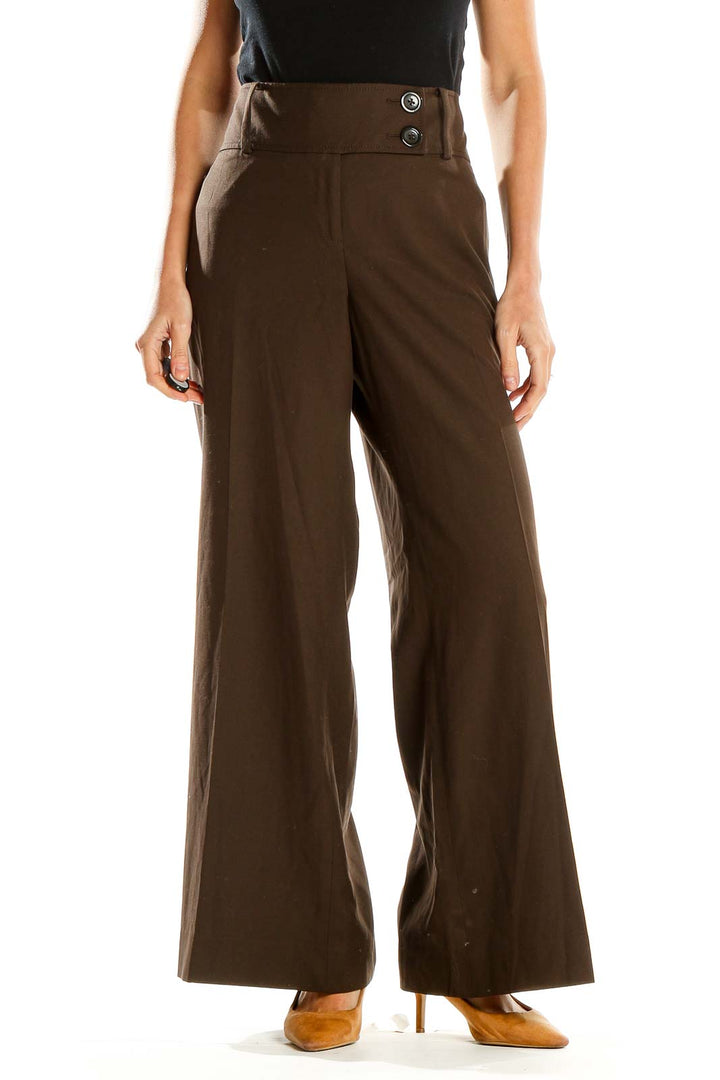 Brown Classic Wide Leg Trousers