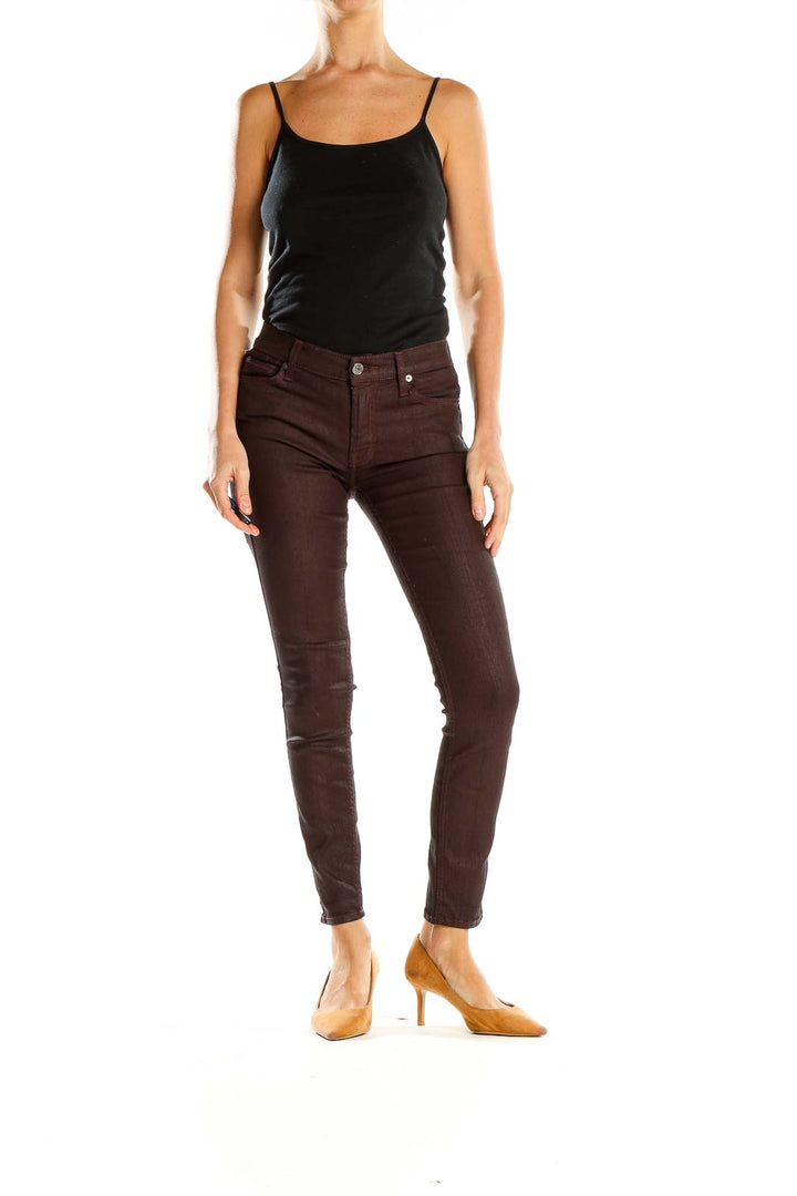 Brown Shimmery Skinny Jeans