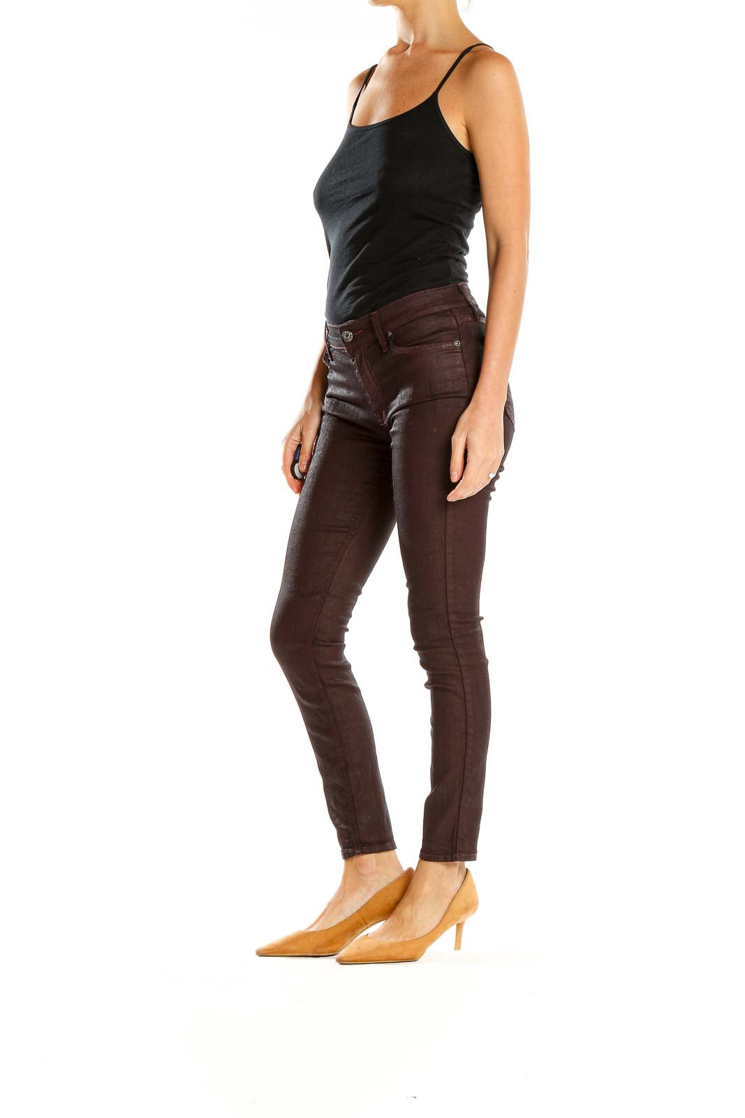 Brown Shimmery Skinny Jeans