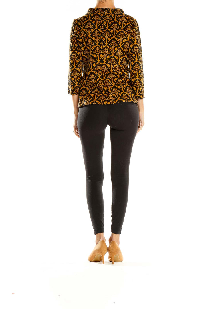 Brown Yellow Woven Printed Top