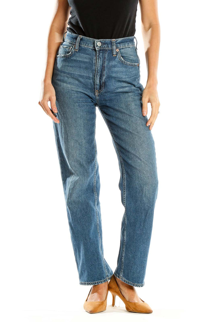 Blue Straight Leg Jeans