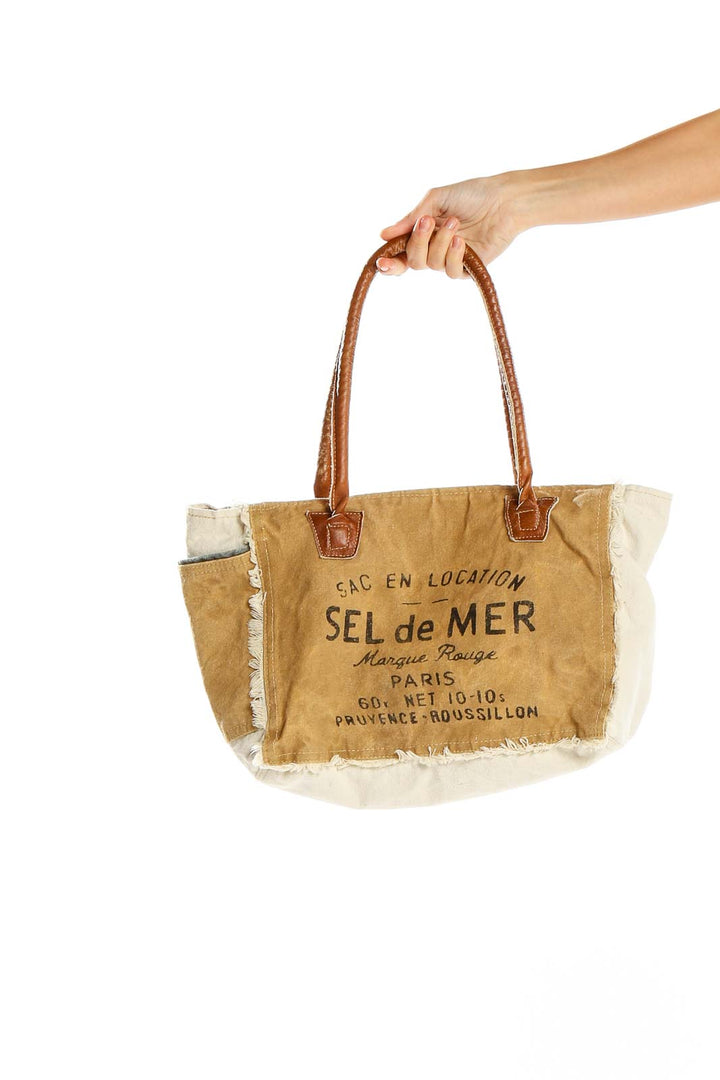 Brown Printed Tote Bag