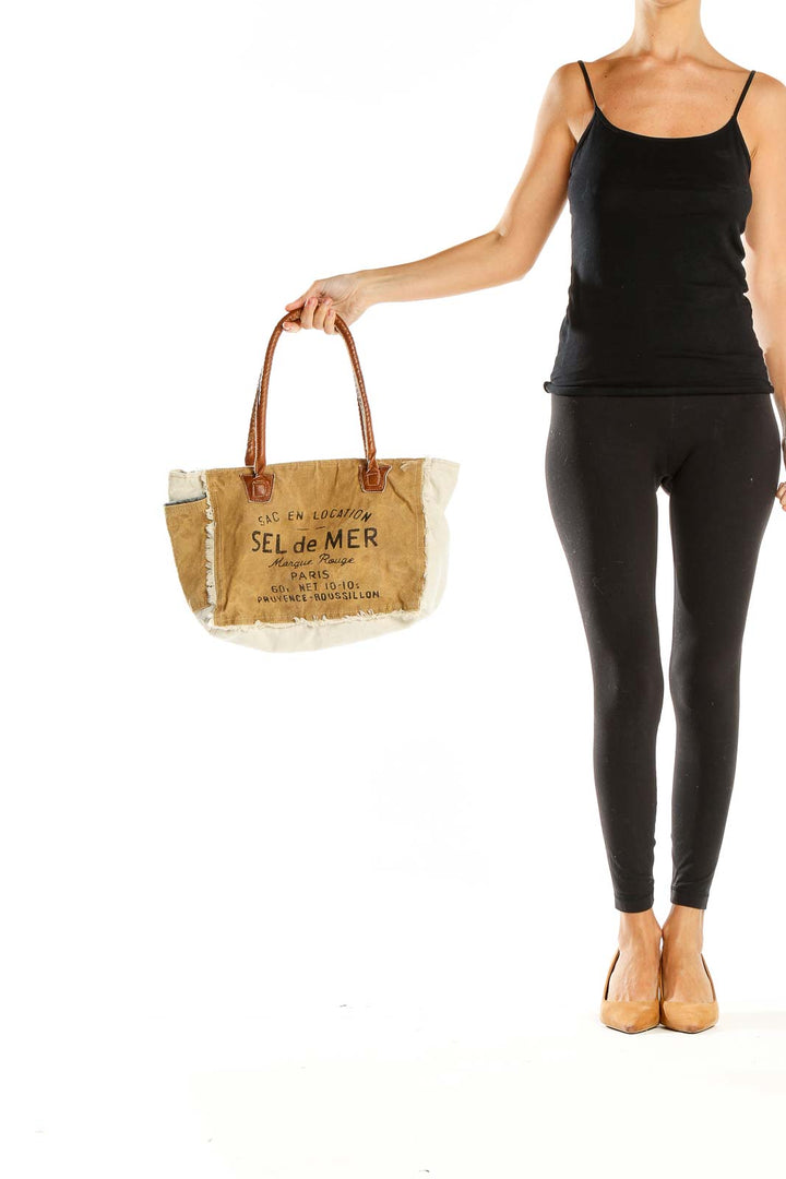 Brown Printed Tote Bag