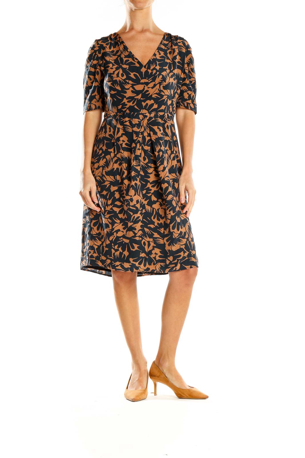 Blue Orange Printed A-Line Dress