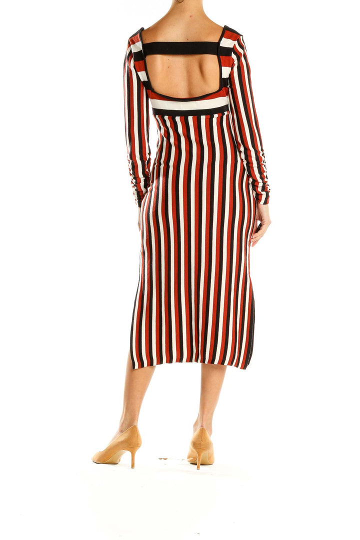 Multicolor Striped Woven Midi Dress