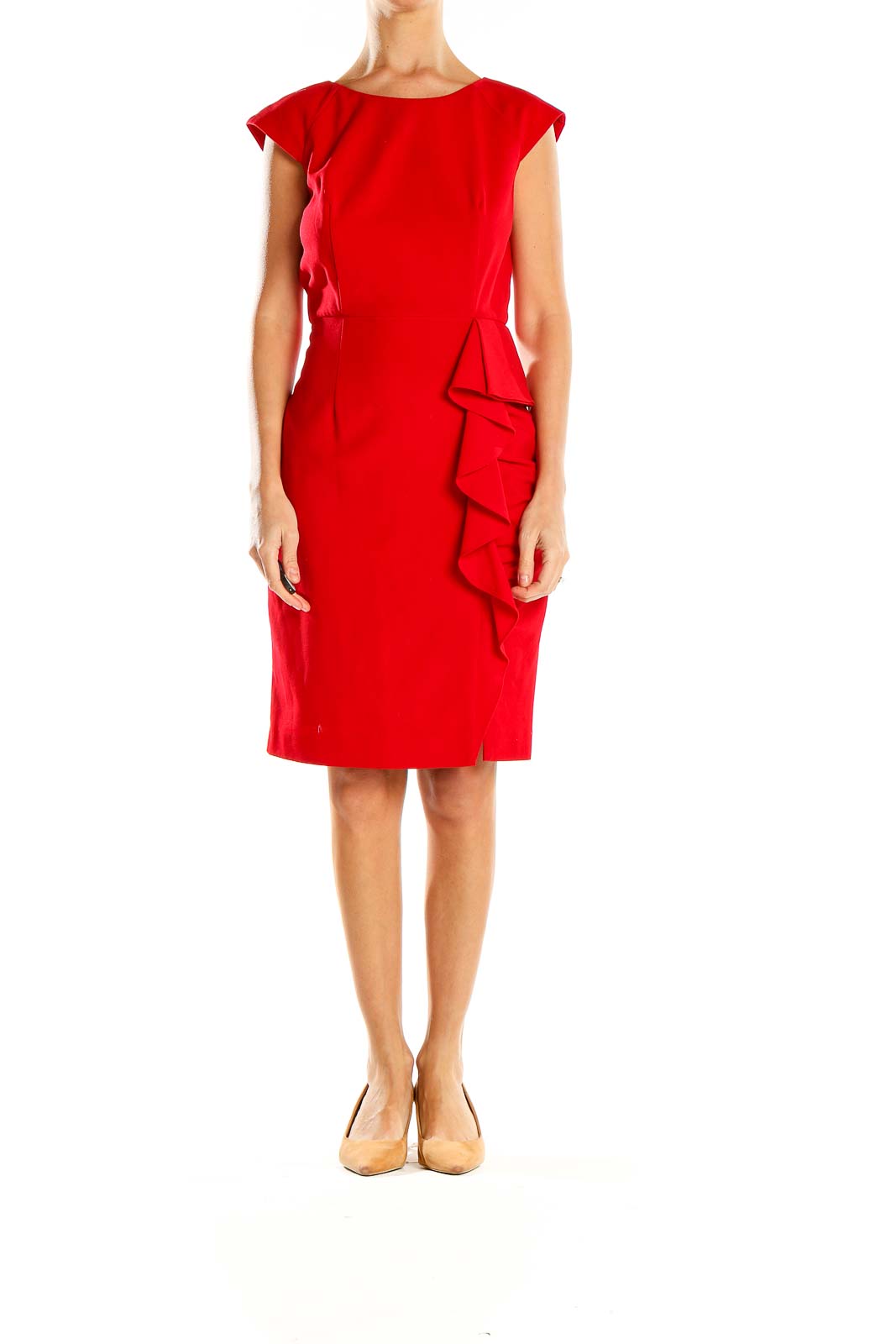 Red Ruffled Sheath Dress | Calvin Klein