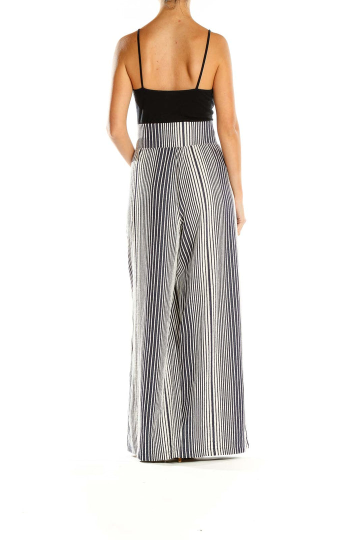 Blue White Striped Wide Leg Pants