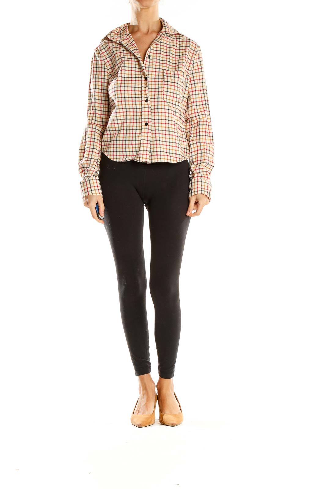 Multicolor Checker Print Retro Top