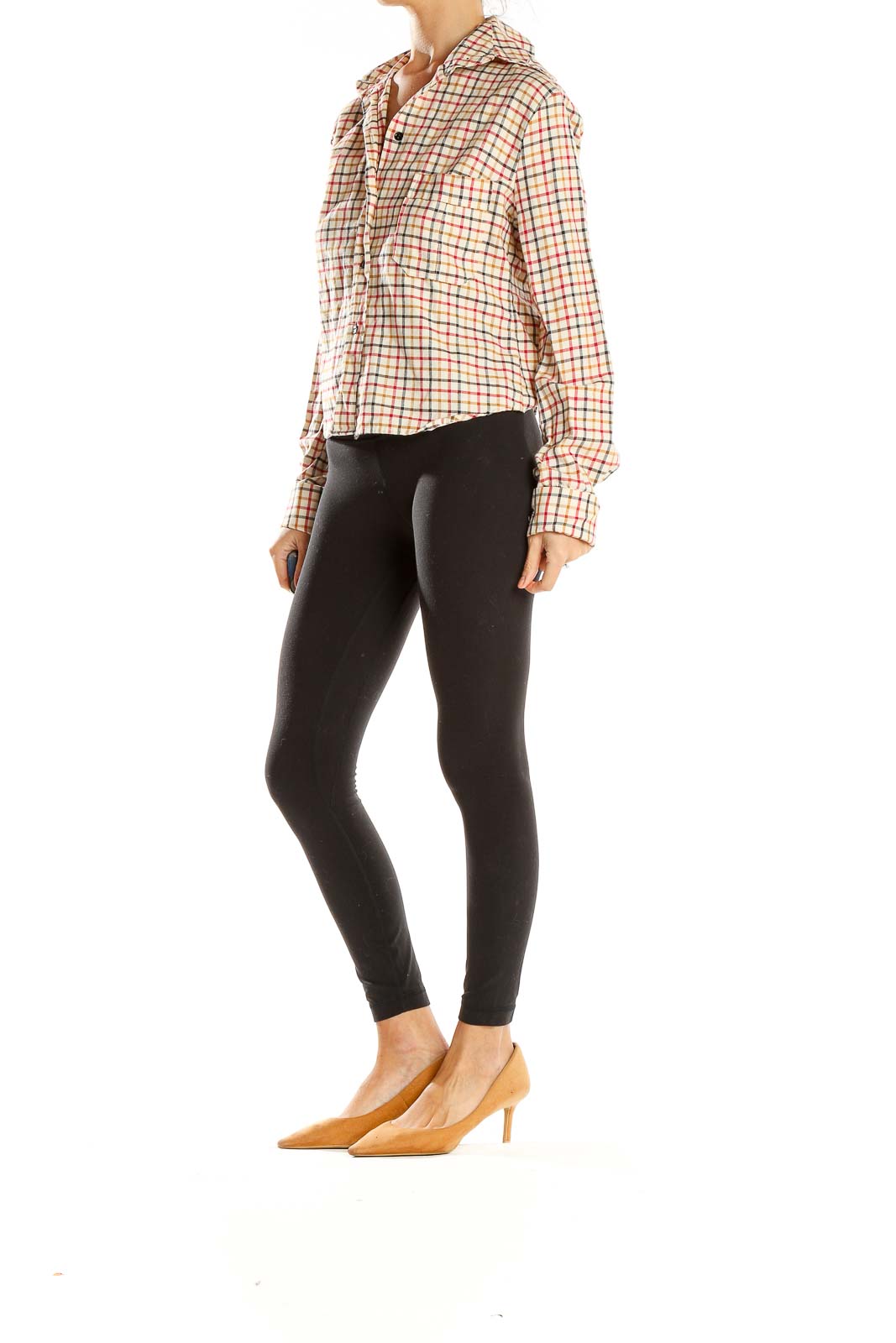 Multicolor Checker Print Retro Top