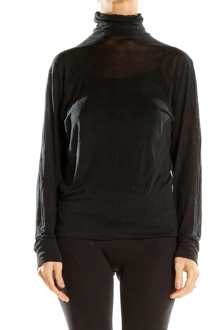 Black Semi-Sheer Silk Turtleneck