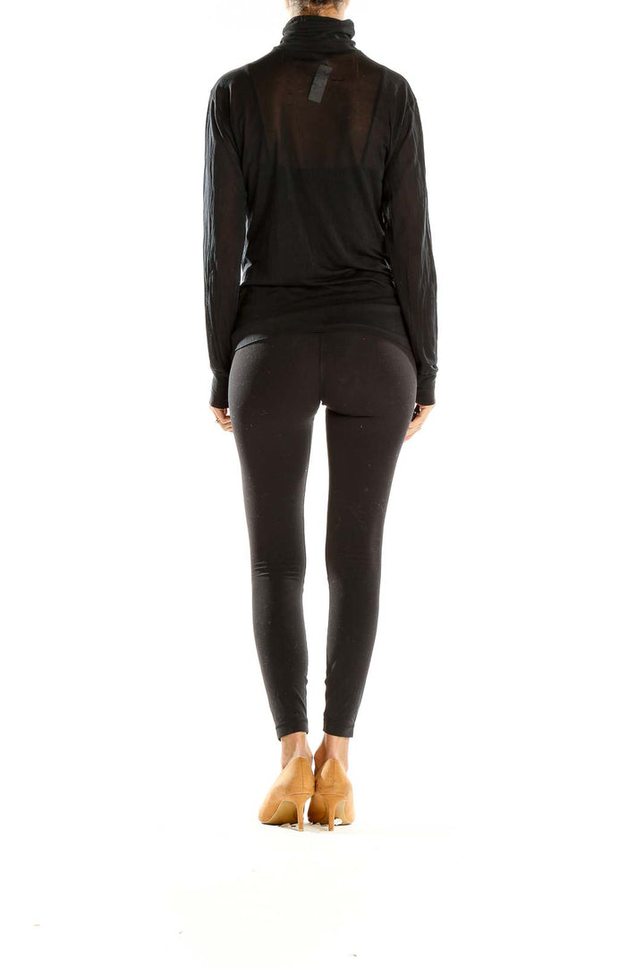 Black Semi-Sheer Silk Turtleneck