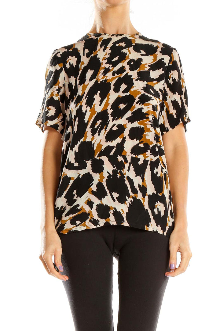 Black Animal Print All Day Wear Top