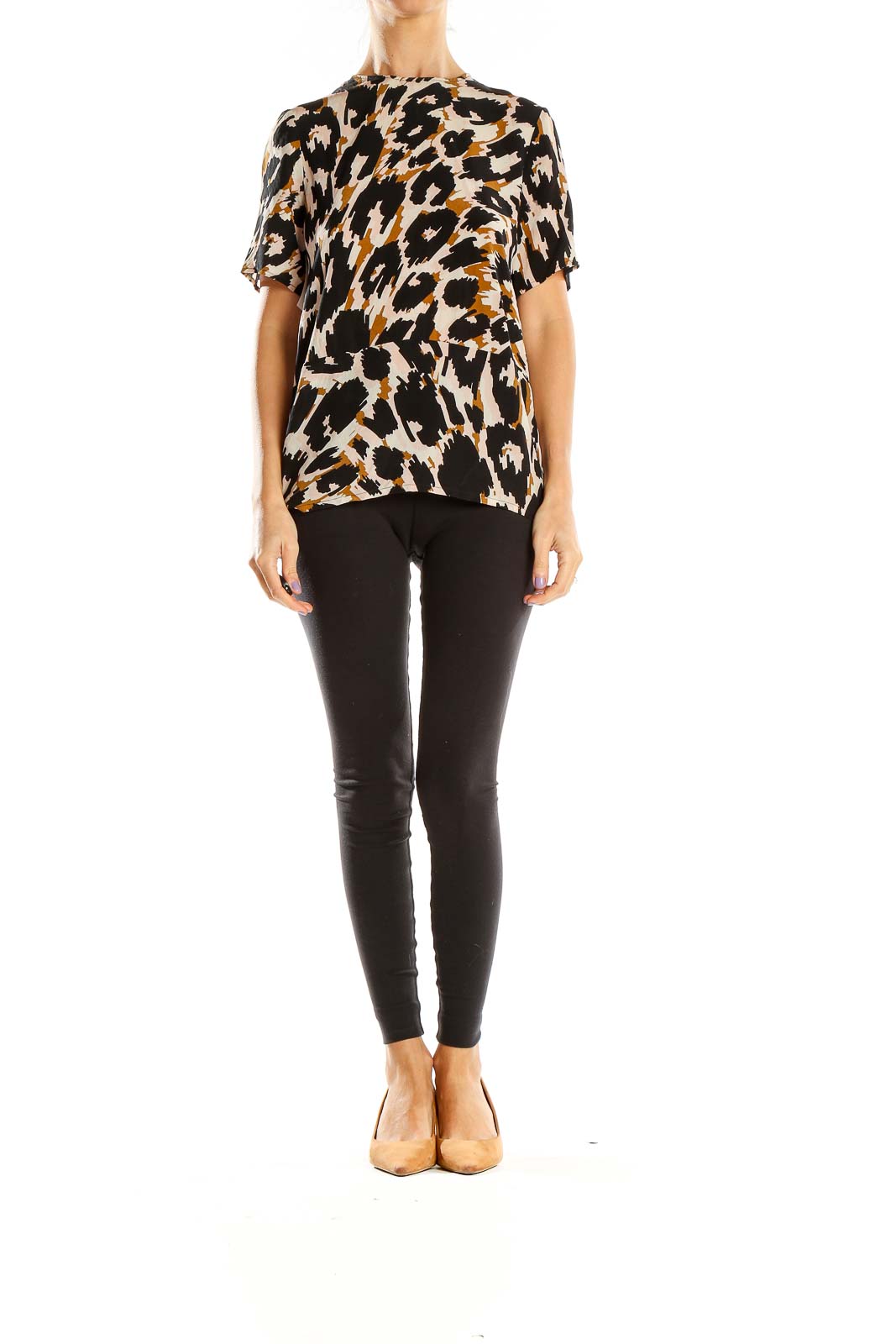 Black Animal Print All Day Wear Top