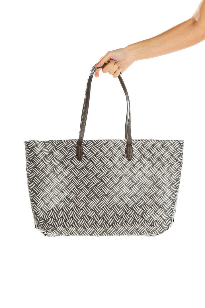 Gray Woven Tote Bag