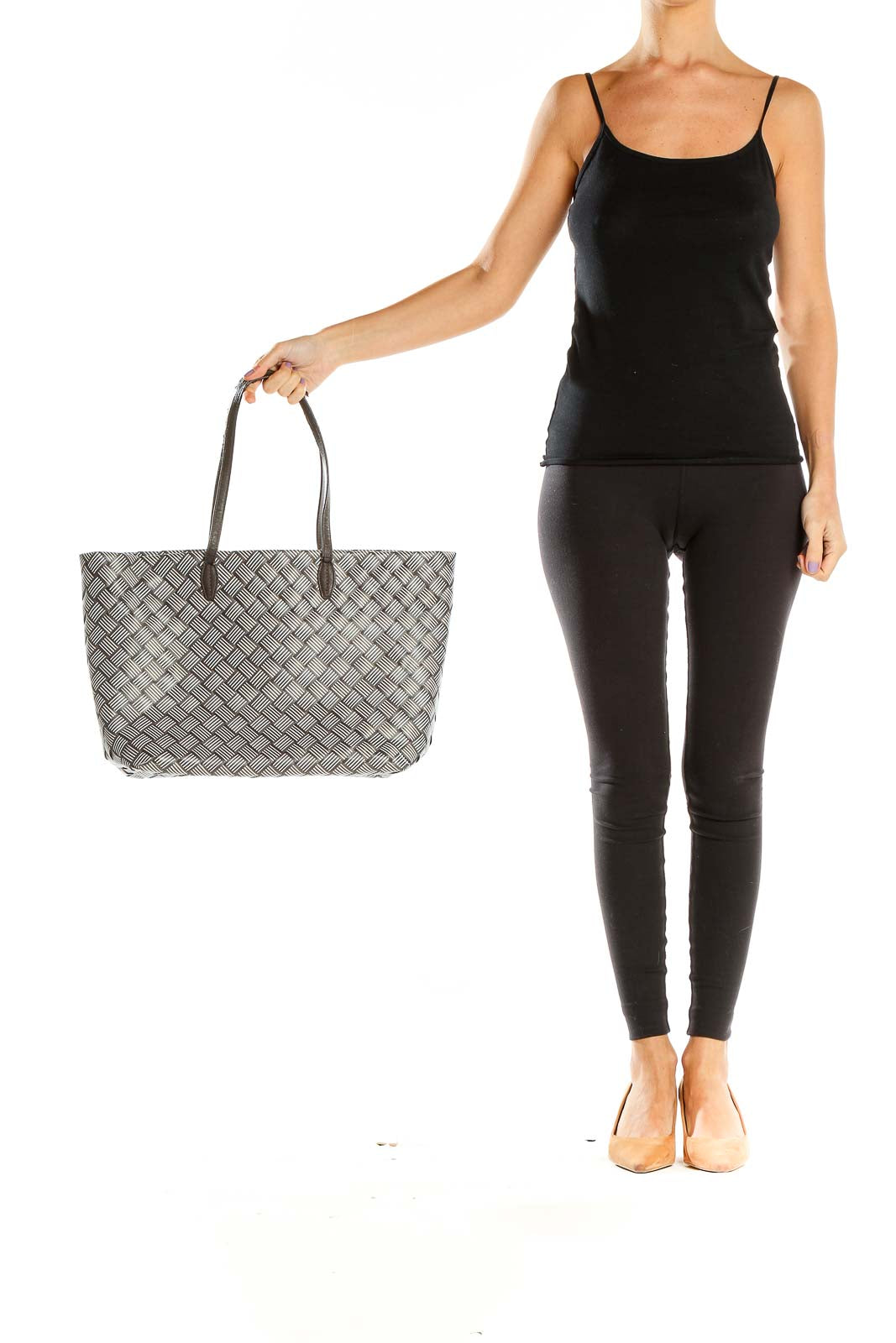 Gray Woven Tote Bag