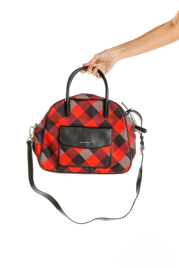 Red Tartan Print Bowler Bag