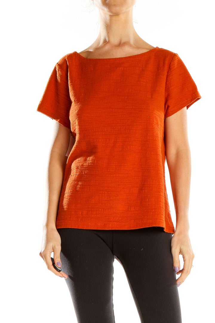 Orange Textured All Day Wear T-Shirt