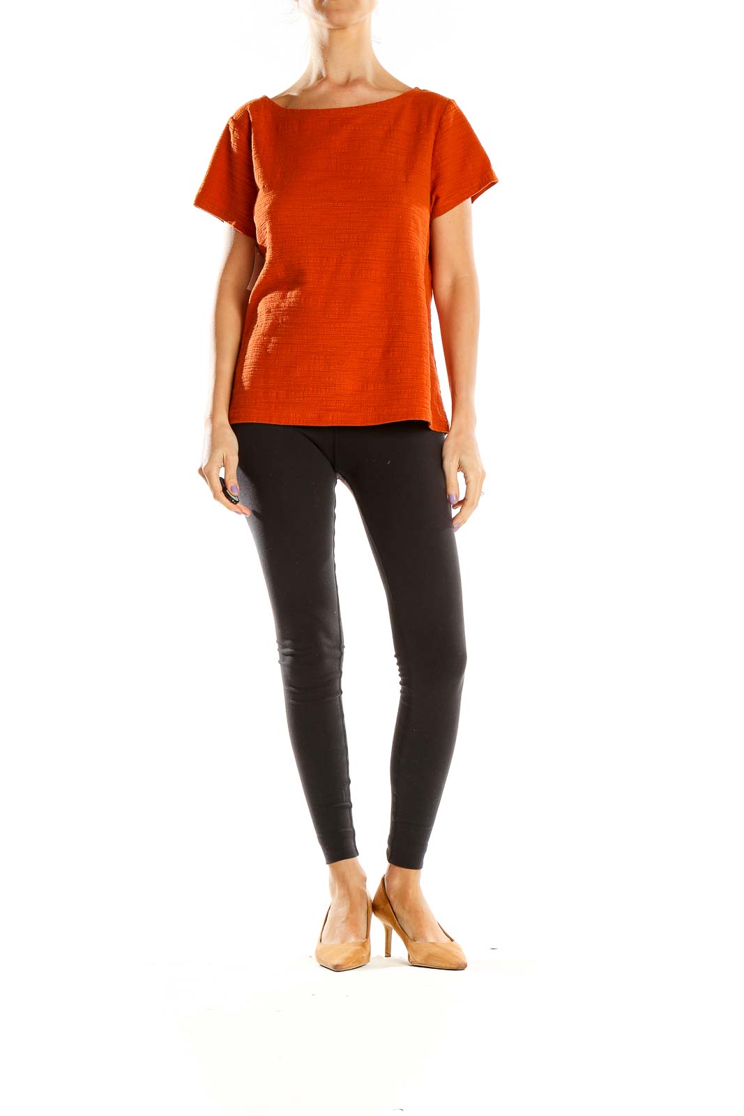 Orange Textured All Day Wear T-Shirt