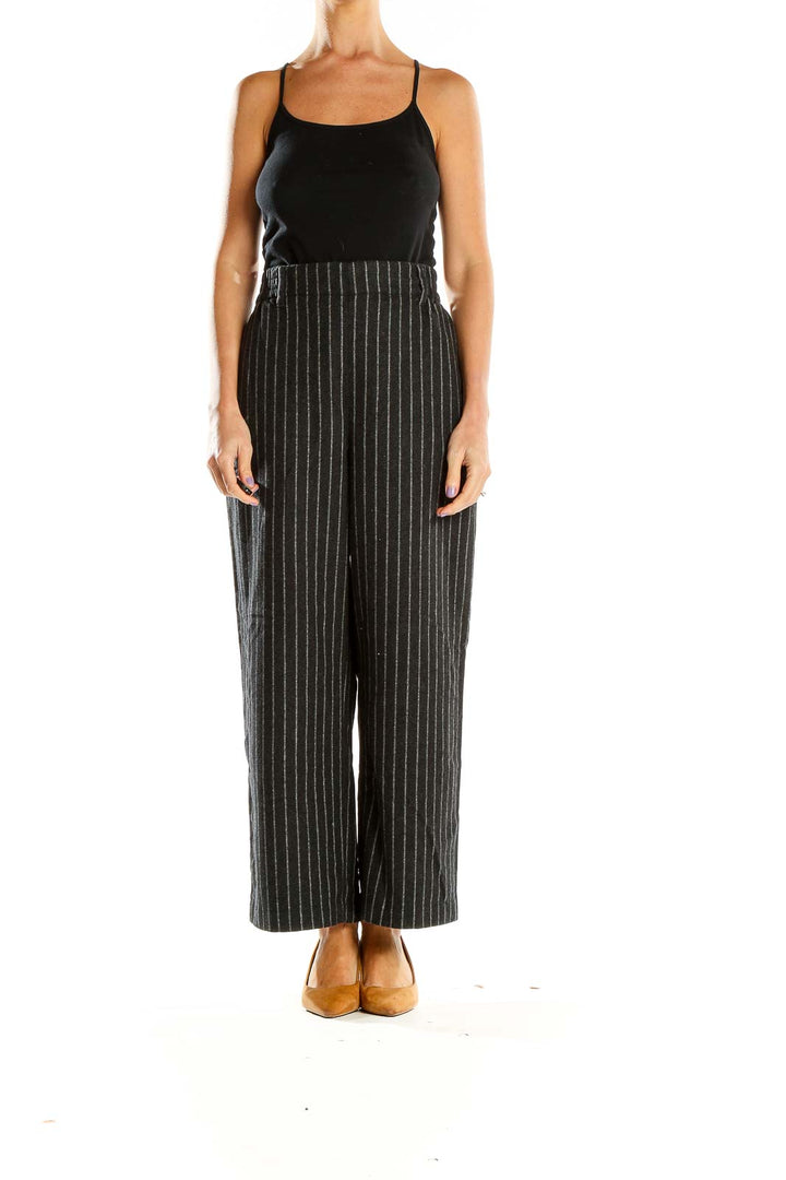 Gray Pinstripe Woven Trousers