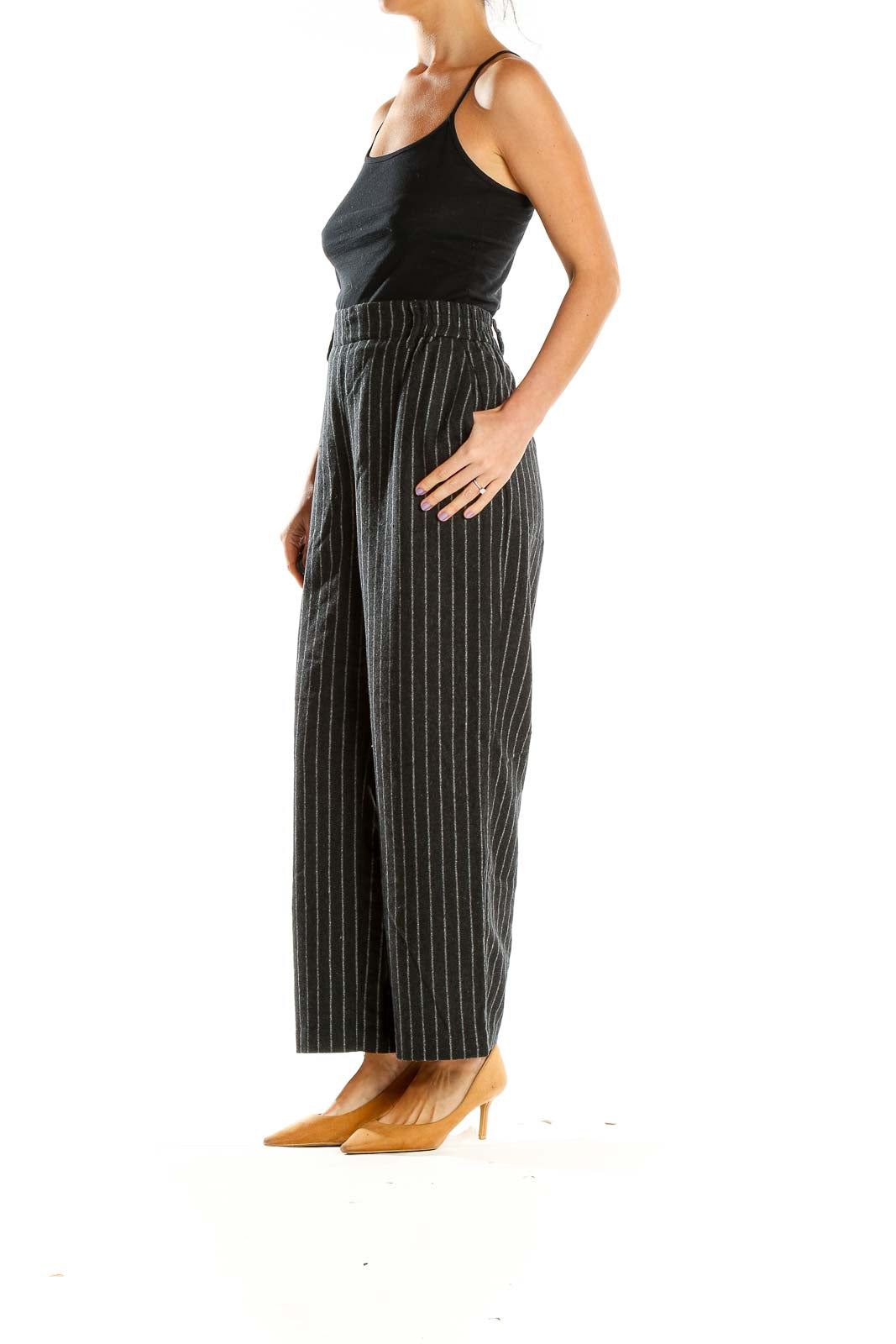 Gray Pinstripe Woven Trousers