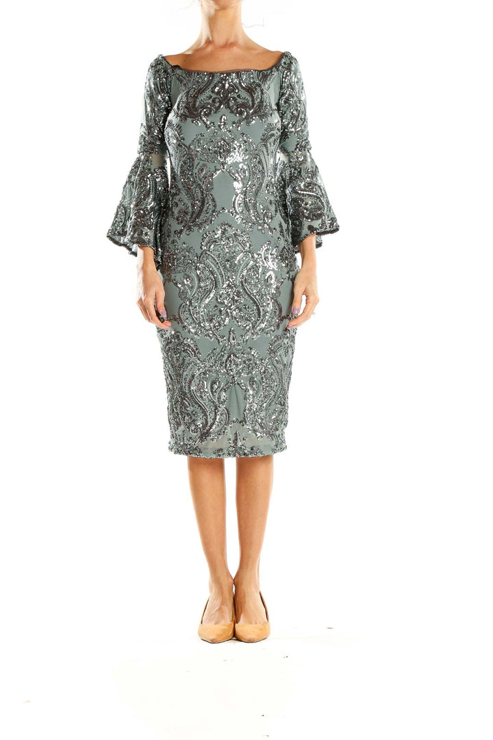 Gray Sequin Sheath Dress