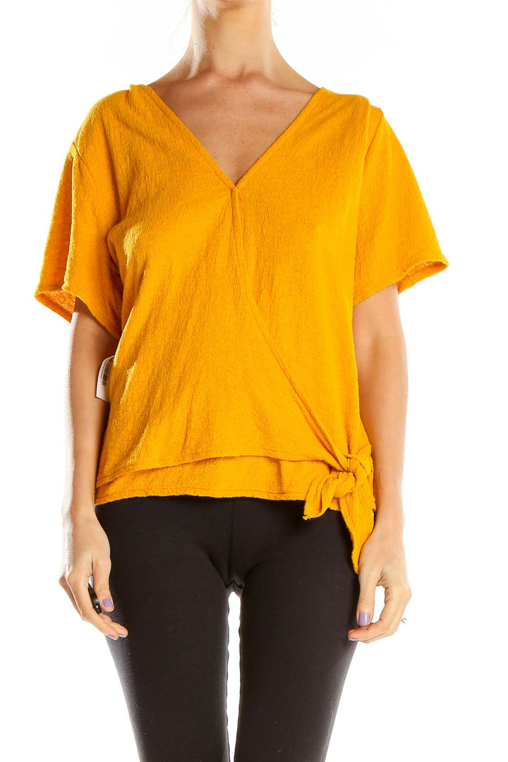 Yellow Textured Casual Top