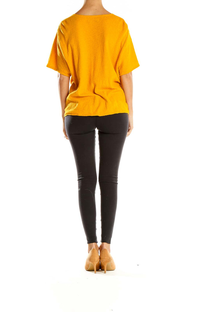 Yellow Textured Casual Top