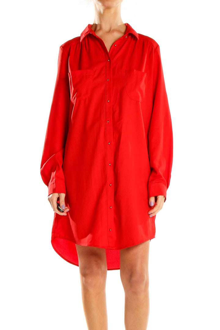 Red Classic Shirt Dress