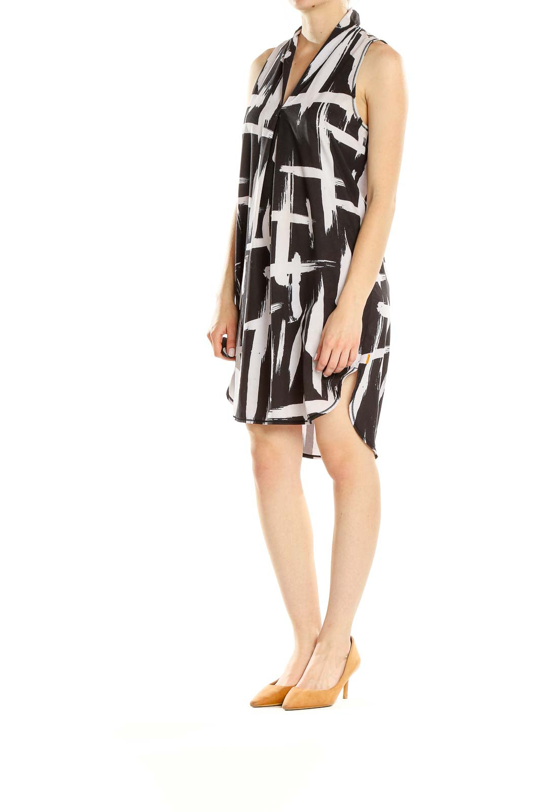 Black White Printed Shirt Dress