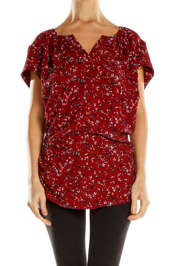 Red Printed All Day Wear Blouse