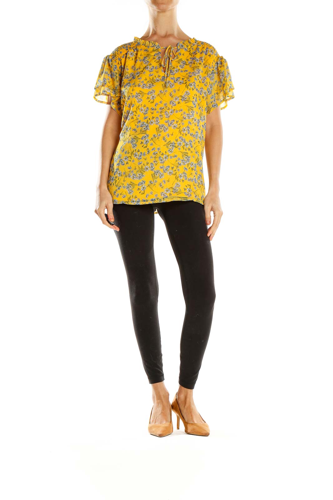 Yellow Floral Print Blouse