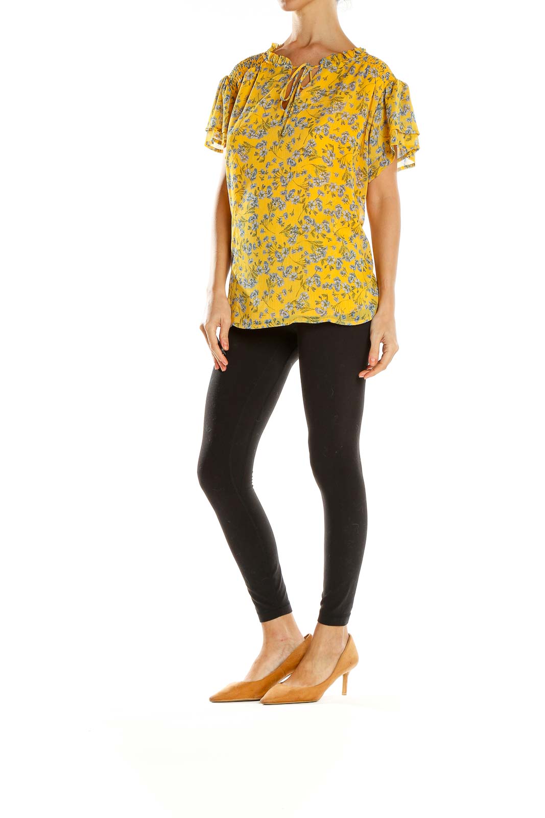 Yellow Floral Print Blouse