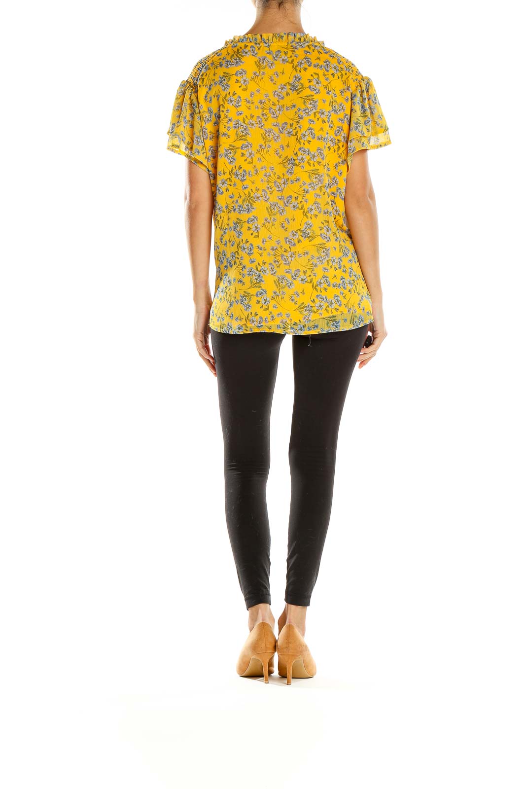 Yellow Floral Print Blouse