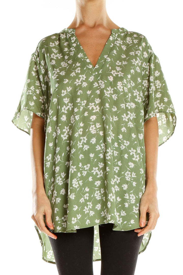 Green Floral Print Blouse