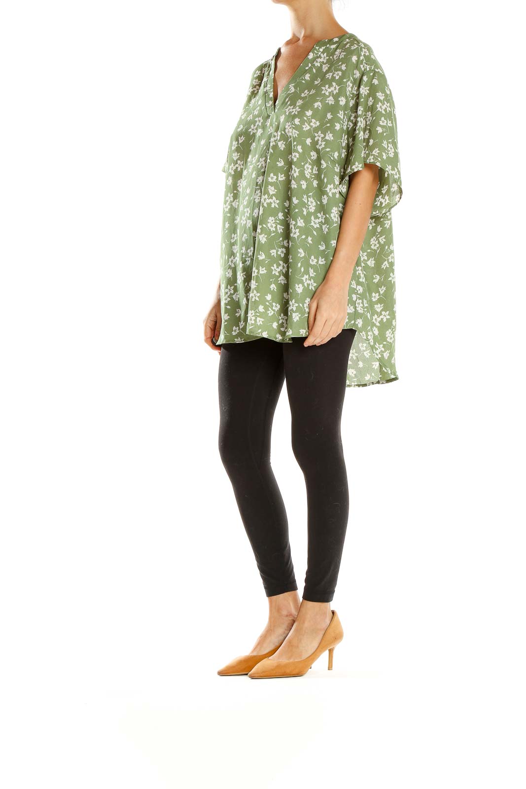 Green Floral Print Blouse