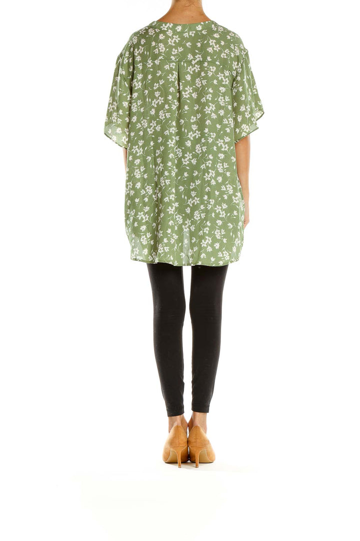 Green Floral Print Blouse