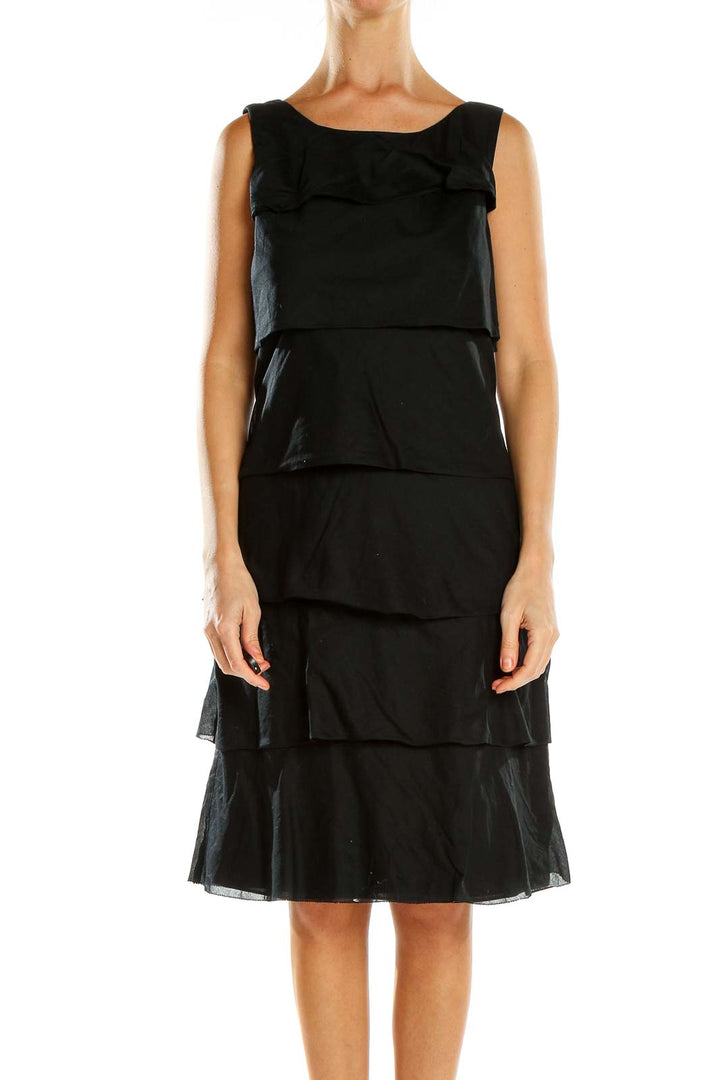 Black Ruffle Tier Fit & Flare Dress